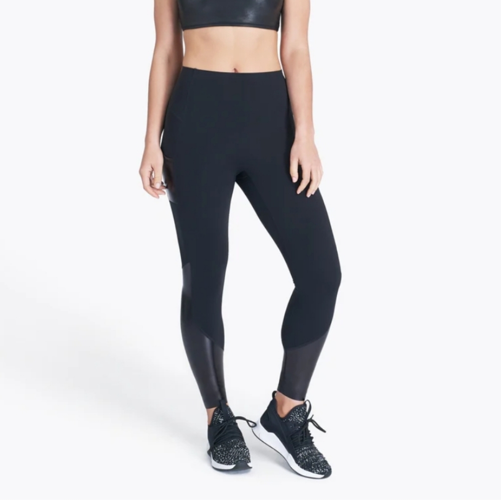 SPANX black leggings with gloss details size M